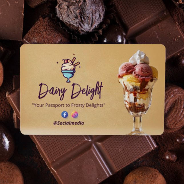 Ice Cream Business | Delicious Sundae Brown Business Card (Creator Uploaded)