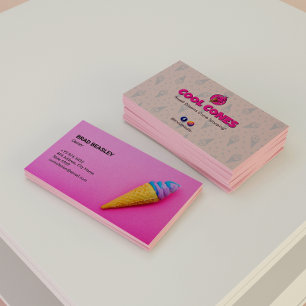 Ice Cream Business   Minimalist Pink  Card