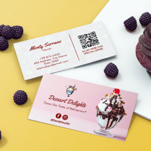 Ice Cream Business   Pink Cute Barcode Card