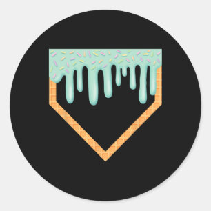 Ice Cream Bysebyll Drip Home Plate Bysebyll Drippi Classic Round Sticker