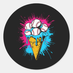 Ice Cream Bysebyll Drip Watercolor Men Youth Boys Classic Round Sticker