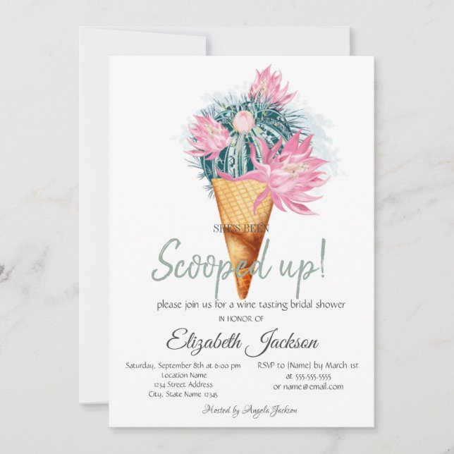 Ice Cream Cactus Flowers Bridal Shower  Invitation (Front)