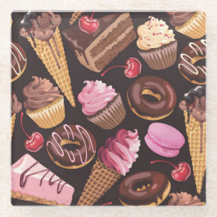 Ice Cream, Cake, Cupcakes and Cheesecake Delight Glass Coaster
