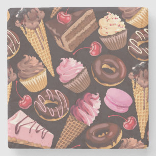 Ice Cream, Cake, Cupcakes and Cheesecake Delight Stone Coaster