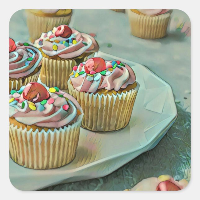 Ice cream cake square sticker (Front)