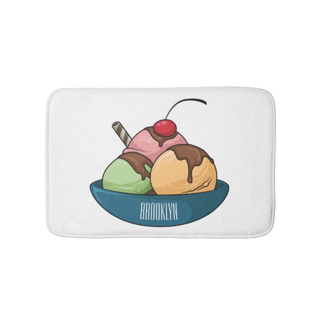 Ice cream cartoon illustration  bath mat (Front)