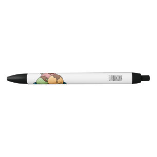 Ice cream cartoon illustration black ink pen