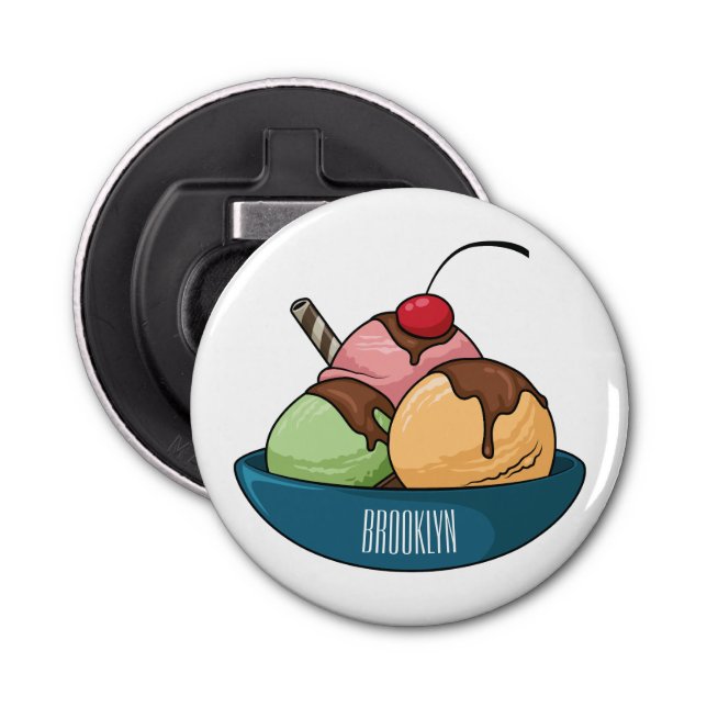 Ice cream cartoon illustration  bottle opener (Front)