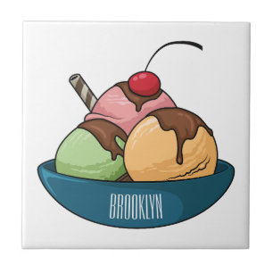 Ice cream cartoon illustration ceramic tile