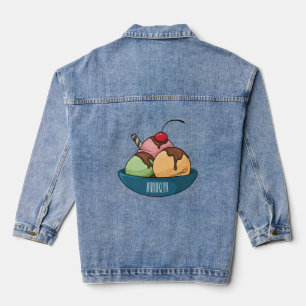 Ice cream cartoon illustration  denim jacket