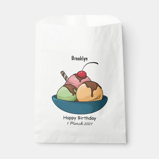 Ice cream cartoon illustration favour bag (Front)