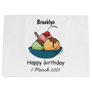 Ice cream cartoon illustration large gift bag