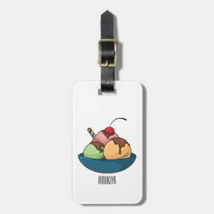 Ice cream cartoon illustration luggage tag