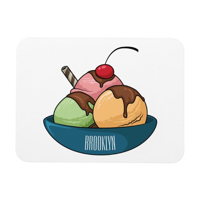 Ice cream cartoon illustration  magnet (Horizontal)