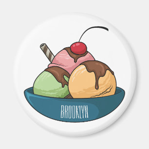 Ice cream cartoon illustration magnet