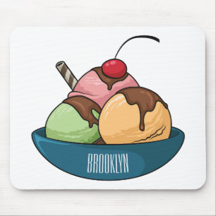 Ice cream cartoon illustration  mouse pad