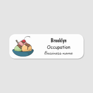 Ice cream cartoon illustration name tag