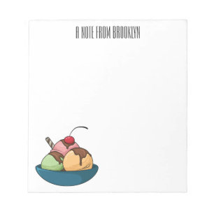 Ice cream cartoon illustration  notepad