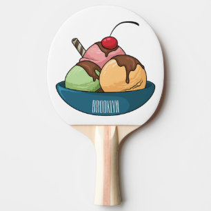 Ice cream cartoon illustration  ping pong paddle