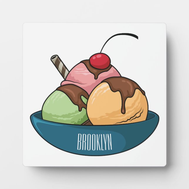 Ice cream cartoon illustration  plaque (Front)