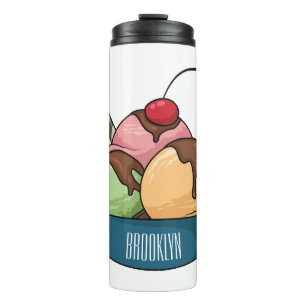 Ice cream cartoon illustration thermal tumbler