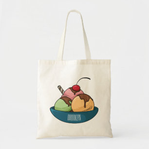 Ice cream cartoon illustration tote bag