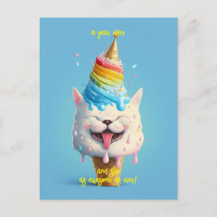 Ice Cream Cat Birthday Greeting Card