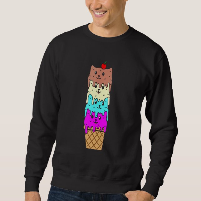 Ice Cream Cat Cone Summer Boys Girls Graphic Sweatshirt (Front)