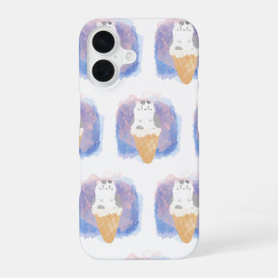 ice cream cat watercolor iPhone 16 case