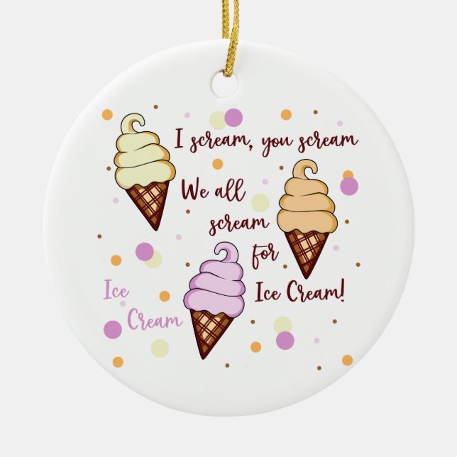 Ice Cream Ceramic Ornament (Front)