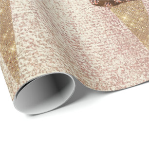 Ice Cream Chocolate Blue Metallic Rose Gold Linen Wrapping Paper