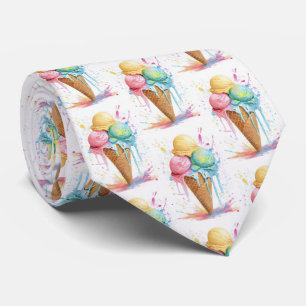 Ice Cream Colorful Summer Pattern Tie