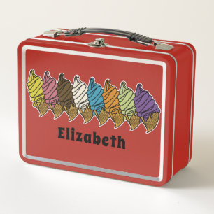 Ice Cream Colourful Custom Text Metal Lunch Box