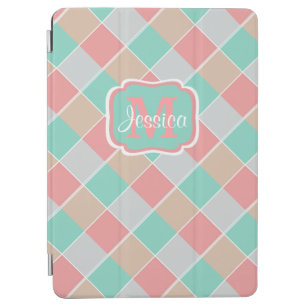 Ice-Cream Colours Checked Personalised iPad Air Cover