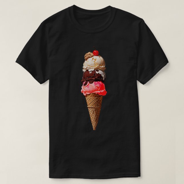 Ice Cream Come 3 Scoops T-Shirt (Design Front)