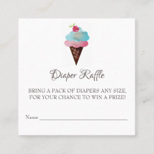 Ice Cream Cone Baby Shower Diaper Raffle Ticket