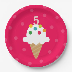 Ice Cream Cone Birthday Child's Age Paper Plate
