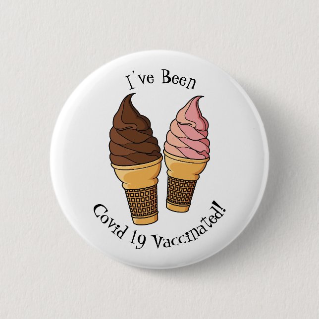 Ice cream cone cartoon illustration 6 cm round badge (Front)