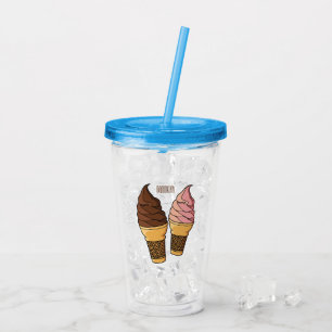 Ice cream cone cartoon illustration acrylic tumbler