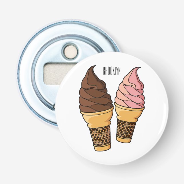 Ice cream cone cartoon illustration  bottle opener (Front)