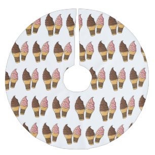 Ice cream cone cartoon illustration  brushed polyester tree skirt