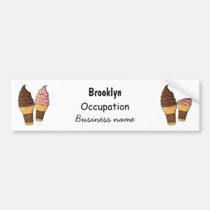 Ice cream cone cartoon illustration bumper sticker