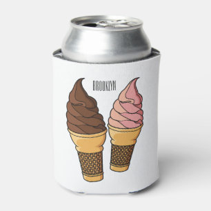 Ice cream cone cartoon illustration can cooler