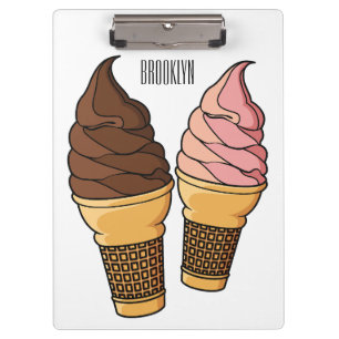 Ice cream cone cartoon illustration clipboard
