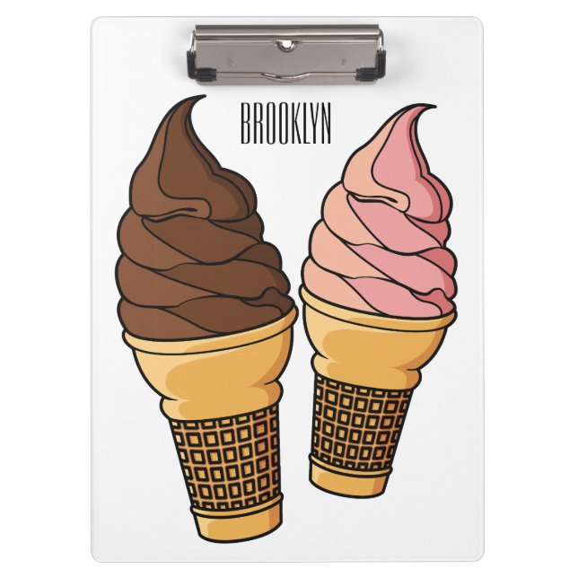 Ice cream cone cartoon illustration  clipboard (Front)