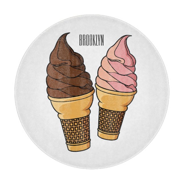 Ice cream cone cartoon illustration  cutting board (Front)