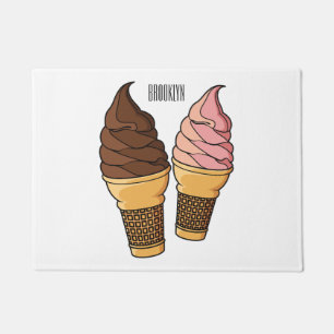 Ice cream cone cartoon illustration doormat
