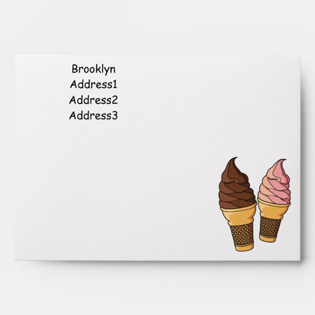 Ice cream cone cartoon illustration envelope (Front)