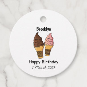 Ice cream cone cartoon illustration favour tags