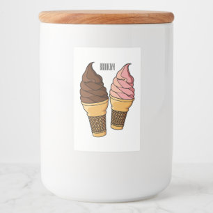 Ice cream cone cartoon illustration food label